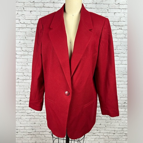 SAG HARBOR | vintage 100% wool red blazer size 16 - Picture 1 of 13